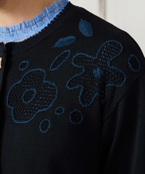 Jocomomola(ホコモモラ)の「El Rucio フラワー刺繍ニットカーディガン(カーディガン/ボレロ・レディース・ブラック/ダークインディゴブルー・40)」の15枚目の写真