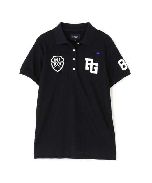 PEARLY GATES（パーリーゲイツ）の「【PEARLY GATES】T/Cカノコシルケット半袖ポロシャツ（ポロシャツ・レディース・ホワイト/ネイビー/ブルー・LARGE/SMALL/MEDIUM）」の5枚目の写真