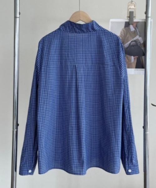 semplice(センプリチェ)の「スタンドカラー チェックシャツ(シャツ/ブラウス・レディース・ブルー・F)」の17枚目の写真