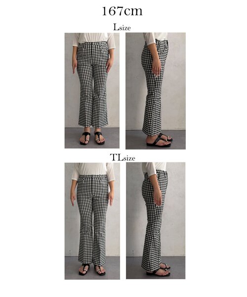 prose verse（プロズヴェール）の「スーパーストレッチギンガムフレアパンツ（その他パンツ・レディース・ブラック系その他・PL/PM/TL/LARGE/MEDIUM）」の5枚目の写真