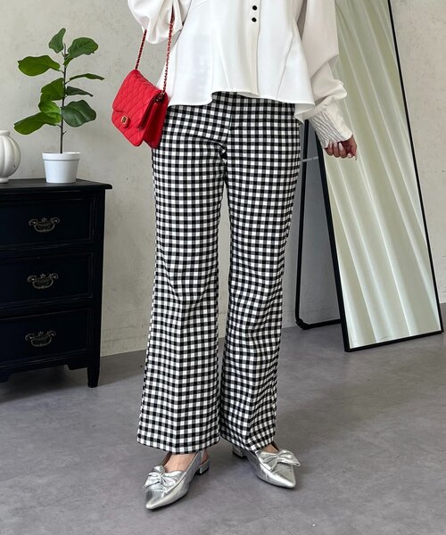 prose verse（プロズヴェール）の「スーパーストレッチギンガムフレアパンツ（その他パンツ・レディース・ブラック系その他・PL/PM/TL/LARGE/MEDIUM）」の8枚目の写真