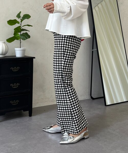 prose verse（プロズヴェール）の「スーパーストレッチギンガムフレアパンツ（その他パンツ・レディース・ブラック系その他・PL/PM/TL/LARGE/MEDIUM）」の10枚目の写真