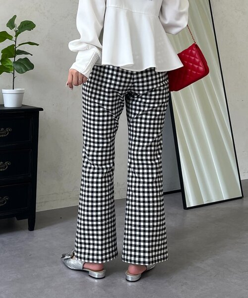 prose verse（プロズヴェール）の「スーパーストレッチギンガムフレアパンツ（その他パンツ・レディース・ブラック系その他・PL/PM/TL/LARGE/MEDIUM）」の12枚目の写真