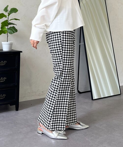 prose verse（プロズヴェール）の「スーパーストレッチギンガムフレアパンツ（その他パンツ・レディース・ブラック系その他・PL/PM/TL/LARGE/MEDIUM）」の13枚目の写真
