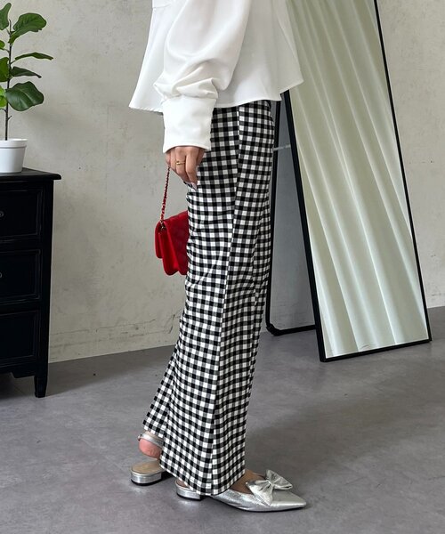 prose verse（プロズヴェール）の「スーパーストレッチギンガムフレアパンツ（その他パンツ・レディース・ブラック系その他・PL/PM/TL/LARGE/MEDIUM）」の14枚目の写真