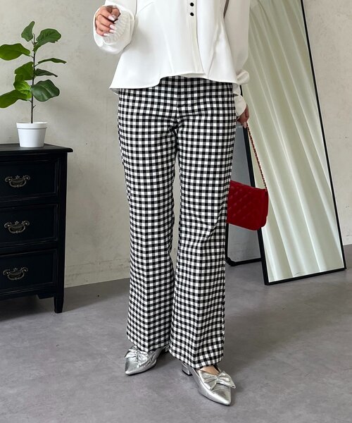 prose verse（プロズヴェール）の「スーパーストレッチギンガムフレアパンツ（その他パンツ・レディース・ブラック系その他・PL/PM/TL/LARGE/MEDIUM）」の15枚目の写真