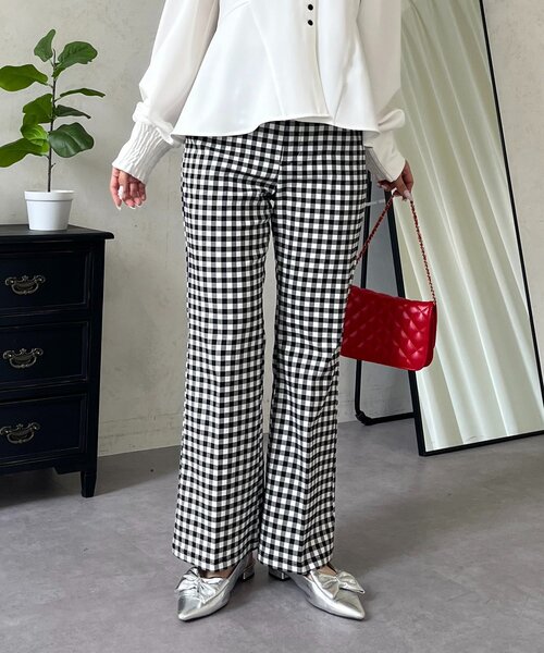 prose verse（プロズヴェール）の「スーパーストレッチギンガムフレアパンツ（その他パンツ・レディース・ブラック系その他・PL/PM/TL/LARGE/MEDIUM）」の16枚目の写真