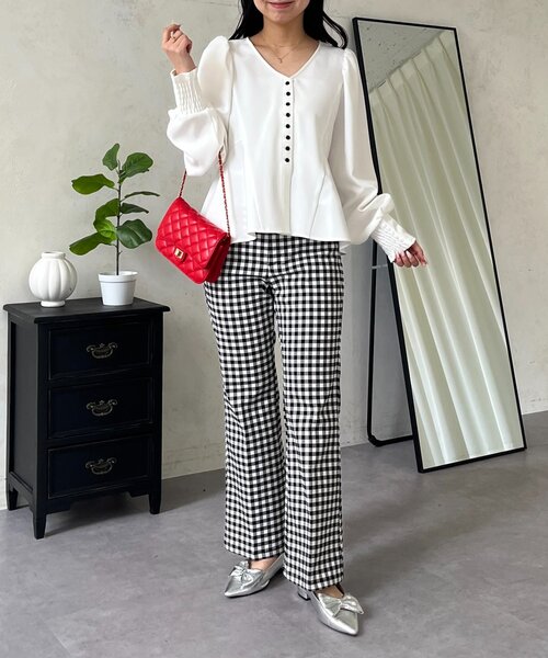 prose verse（プロズヴェール）の「スーパーストレッチギンガムフレアパンツ（その他パンツ・レディース・ブラック系その他・PL/PM/TL/LARGE/MEDIUM）」の17枚目の写真