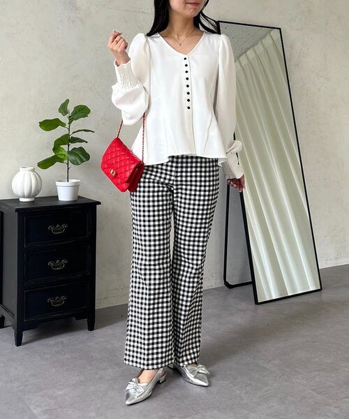 prose verse（プロズヴェール）の「スーパーストレッチギンガムフレアパンツ（その他パンツ・レディース・ブラック系その他・PL/PM/TL/LARGE/MEDIUM）」の18枚目の写真