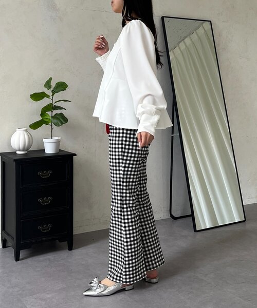 prose verse（プロズヴェール）の「スーパーストレッチギンガムフレアパンツ（その他パンツ・レディース・ブラック系その他・PL/PM/TL/LARGE/MEDIUM）」の19枚目の写真