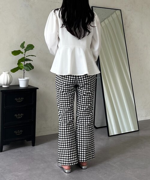 prose verse（プロズヴェール）の「スーパーストレッチギンガムフレアパンツ（その他パンツ・レディース・ブラック系その他・PL/PM/TL/LARGE/MEDIUM）」の21枚目の写真