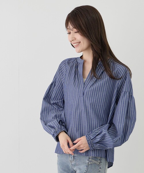 Jayro(ジャイロ)の「ストライプスキッパーブラウス(シャツ/ブラウス・レディース・ブルー系その他2/サックスブルー/ホワイト系その他2・M)」の11枚目の写真
