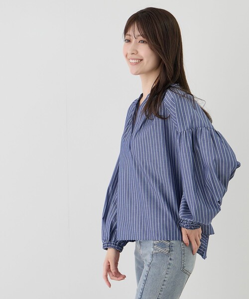 Jayro(ジャイロ)の「ストライプスキッパーブラウス(シャツ/ブラウス・レディース・ブルー系その他2/サックスブルー/ホワイト系その他2・M)」の12枚目の写真