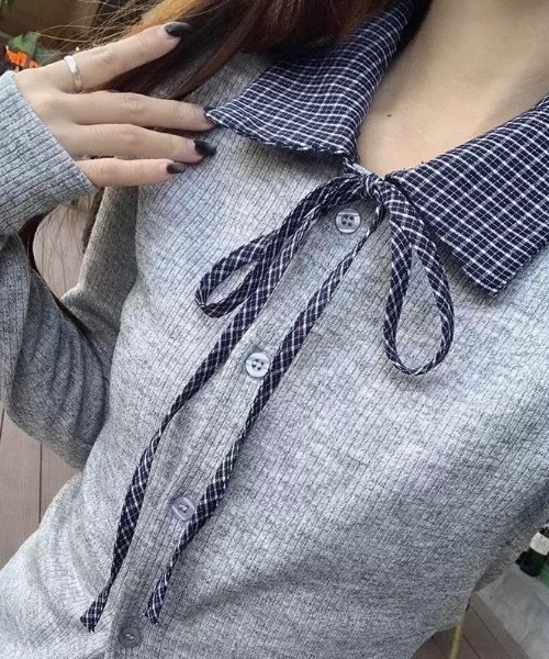 Alvia(アルビア)の「リボンドッキング裏起毛トップス(Tシャツ/カットソー・レディース・ライトグレー/ダークグレー・M)」の16枚目の写真
