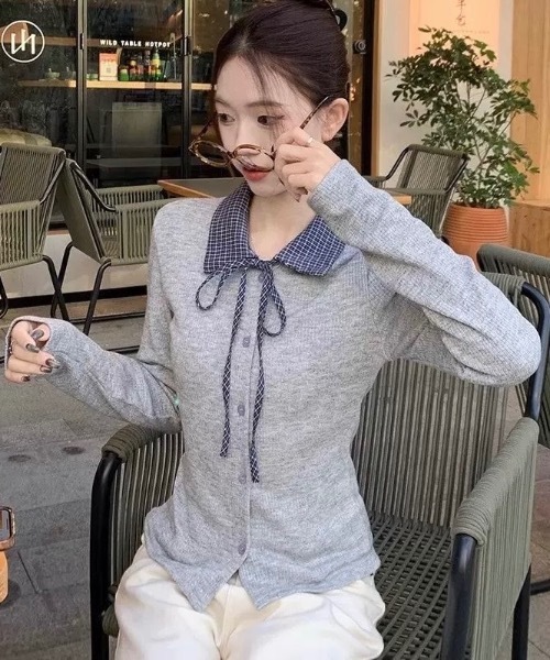 Alvia(アルビア)の「リボンドッキング裏起毛トップス(Tシャツ/カットソー・レディース・ライトグレー/ダークグレー・M)」の18枚目の写真