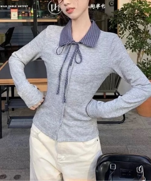 Alvia(アルビア)の「リボンドッキング裏起毛トップス(Tシャツ/カットソー・レディース・ライトグレー/ダークグレー・M)」の20枚目の写真