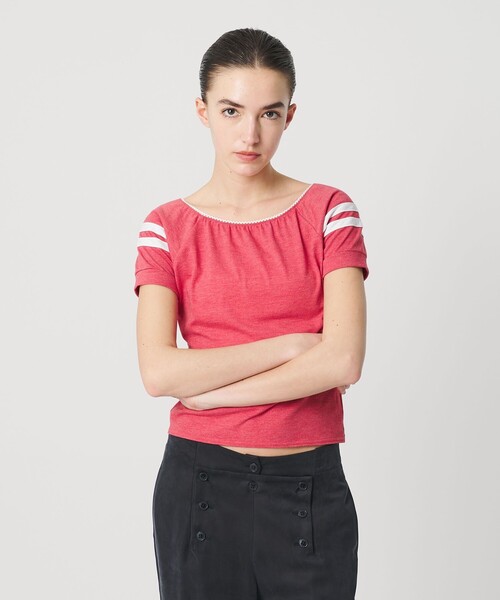 ATTISESSION（アティセッション）の「＜ATTISESSION＞ライン ショートスリーブ Tシャツ（Tシャツ/カットソー・レディース・レッド/グレー系・FREE）」の2枚目の写真