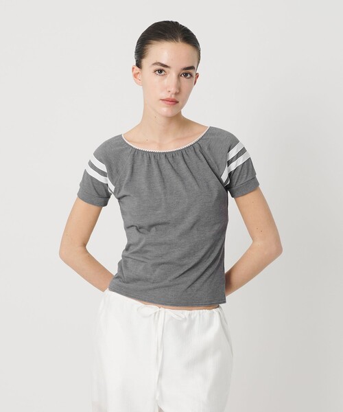 ATTISESSION（アティセッション）の「＜ATTISESSION＞ライン ショートスリーブ Tシャツ（Tシャツ/カットソー・レディース・レッド/グレー系・FREE）」の5枚目の写真