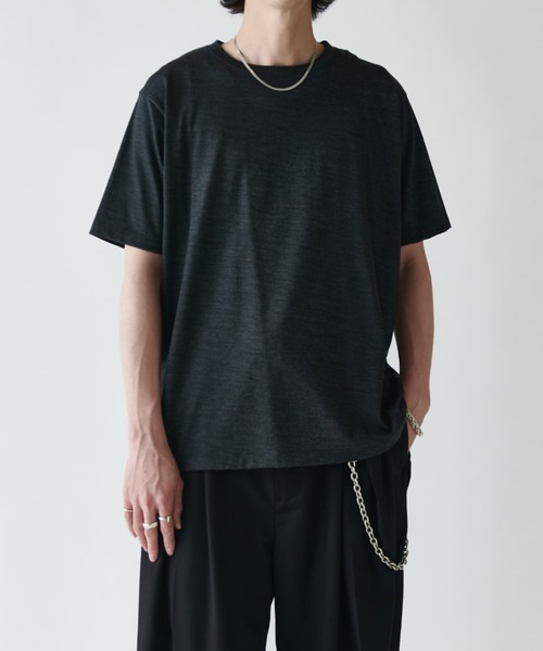Lui's(ルイス)の「ウールプレーティングレギュラーフィットTシャツ(Tシャツ/カットソー・メンズ・ブラック/ライトグレー/ブラウン/チャコールグレー・S/M)」の1枚目の写真