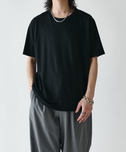 Lui's(ルイス)の「ウールプレーティングレギュラーフィットTシャツ(Tシャツ/カットソー・メンズ・ブラック/ライトグレー/ブラウン/チャコールグレー・S/M)」の2枚目の写真