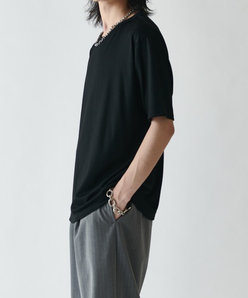 Lui's(ルイス)の「ウールプレーティングレギュラーフィットTシャツ(Tシャツ/カットソー・メンズ・ブラック/ライトグレー/ブラウン/チャコールグレー・S/M)」の19枚目の写真