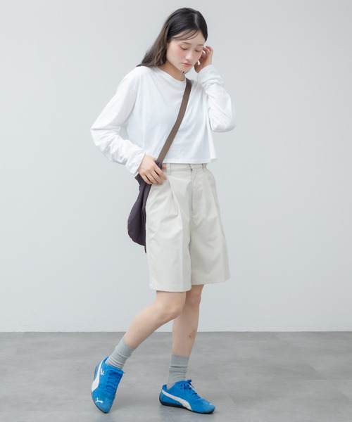 HEILIS(ヘイリス)の「クロップドボックス長袖Tシャツ / 春服 秋服 冬服 オーバーサイズ クロップド Tシャツ カットソー 長袖 トップス 無地 ノームコア シンプル 韓国 ブラック グレー ホワイト(Tシャツ/カットソー・レディース・ブラック/ホワイト/グレー・FREE)」の11枚目の写真
