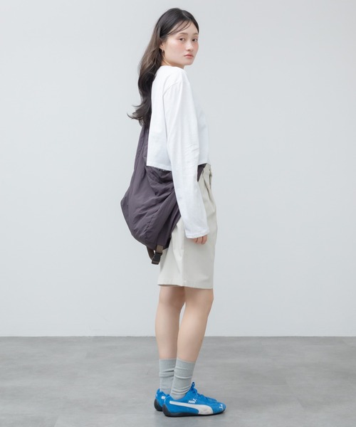 HEILIS(ヘイリス)の「クロップドボックス長袖Tシャツ / 春服 秋服 冬服 オーバーサイズ クロップド Tシャツ カットソー 長袖 トップス 無地 ノームコア シンプル 韓国 ブラック グレー ホワイト(Tシャツ/カットソー・レディース・ブラック/ホワイト/グレー・FREE)」の12枚目の写真