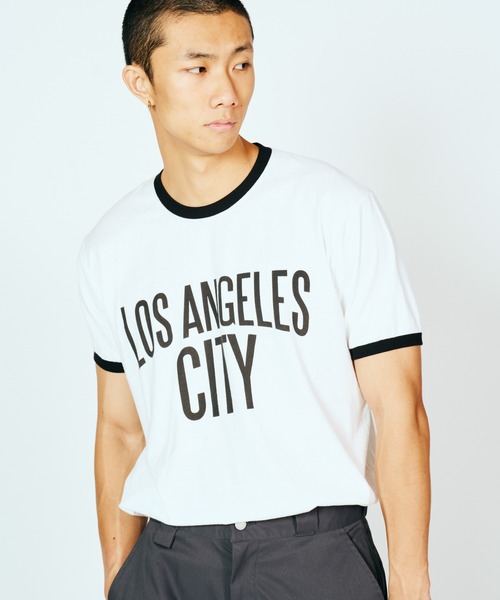 C.E.L.STORE(セルストア)の「I LOVE LA / アイラブエルエー "LOS ANGELES" RINGER TEE ロサンゼルス リンガーTシャツ(Tシャツ/カットソー・メンズ・レッド/ブラック・MEDIUM/LARGE/X-LARGE/SMALL)」の1枚目の写真