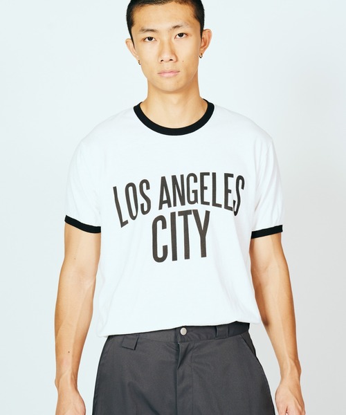 C.E.L.STORE(セルストア)の「I LOVE LA / アイラブエルエー "LOS ANGELES" RINGER TEE ロサンゼルス リンガーTシャツ(Tシャツ/カットソー・メンズ・レッド/ブラック・MEDIUM/LARGE/X-LARGE/SMALL)」の3枚目の写真