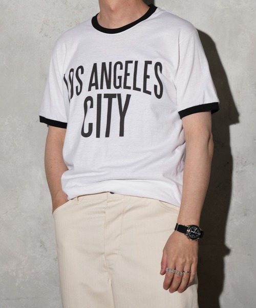 C.E.L.STORE(セルストア)の「I LOVE LA / アイラブエルエー "LOS ANGELES" RINGER TEE ロサンゼルス リンガーTシャツ(Tシャツ/カットソー・メンズ・レッド/ブラック・MEDIUM/LARGE/X-LARGE/SMALL)」の5枚目の写真