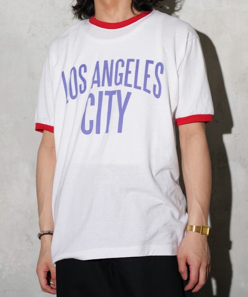 C.E.L.STORE(セルストア)の「I LOVE LA / アイラブエルエー "LOS ANGELES" RINGER TEE ロサンゼルス リンガーTシャツ(Tシャツ/カットソー・メンズ・レッド/ブラック・MEDIUM/LARGE/X-LARGE/SMALL)」の7枚目の写真