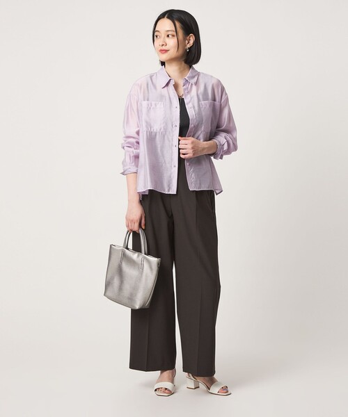 A DAY IN THE LIFE UNITED ARROWS(アデイインザライフユナイテッドアローズ)の「メランジ 1プリーツ ワイドパンツ ‐ウォッシャブル‐<A DAY IN THE LIFE>(スラックス・レディース・グレー系/ベージュ/ダークブラウン・M/S)」の8枚目の写真