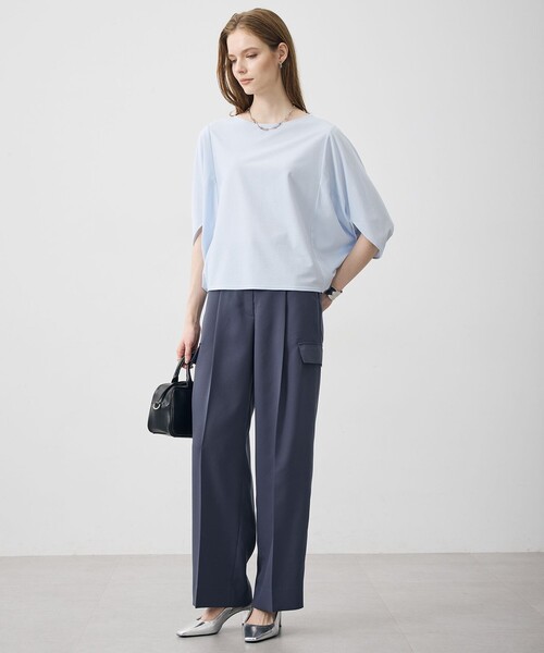ICB(アイシービー)の「FluidBackSatin ワイドストレートカーゴパンツ(カーゴパンツ・レディース・ブラック系/スモーキーグリーン系/グレー系・42/44)」の6枚目の写真