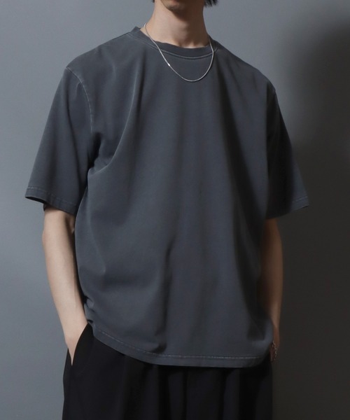 ANPAS（アンパス）の「Premium Feel Pigment-Dyed Cotton T-Shirt / プレミアムタッチ ピグメント コットン 半袖Tシャツ 無地T メンズ レディース ユニセックス カットソー 夏 シンプル（Tシャツ/カットソー・メンズ・ライトグレー/チャコールグレー・S/M/L）」の4枚目の写真