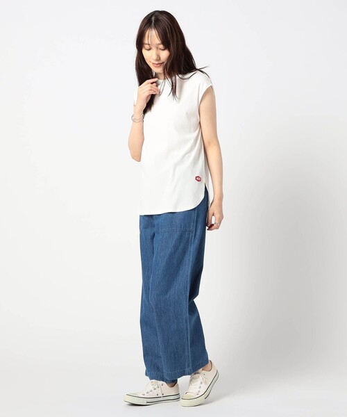 Grand PARK(グランドパーク)の「日本製ラウンドヘムノースリーブ(タンクトップ・レディース・ホワイト/チャコールグレー・FREE)」の3枚目の写真