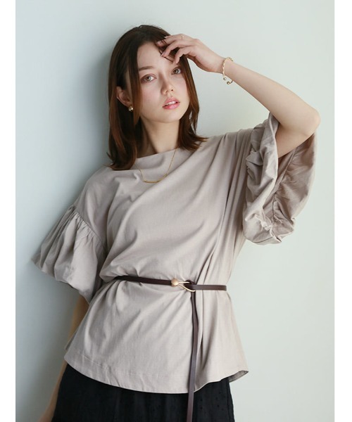 fifth（フィフス）の「フリルスリーブTシャツ（Tシャツ/カットソー・レディース・ブラック/グレイッシュベージュ/ホワイト・F）」の16枚目の写真