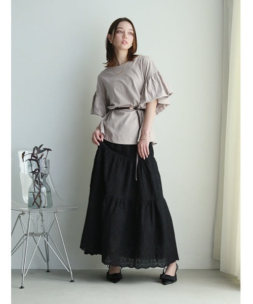 fifth（フィフス）の「フリルスリーブTシャツ（Tシャツ/カットソー・レディース・ブラック/グレイッシュベージュ/ホワイト・F）」の18枚目の写真