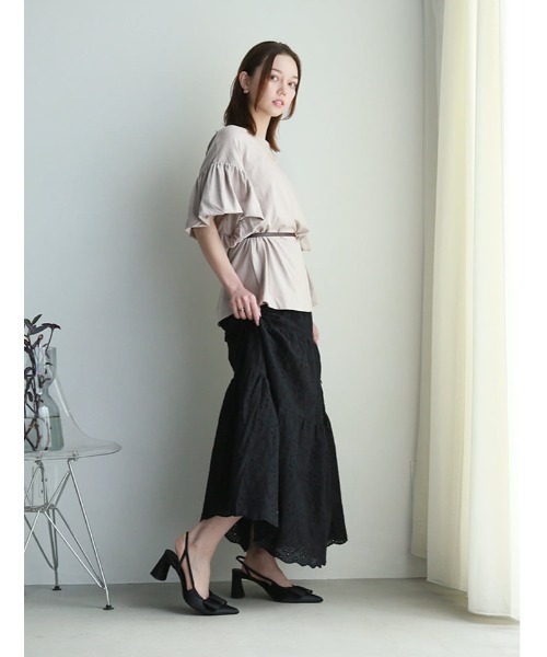fifth（フィフス）の「フリルスリーブTシャツ（Tシャツ/カットソー・レディース・ブラック/グレイッシュベージュ/ホワイト・F）」の20枚目の写真