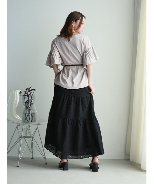 fifth（フィフス）の「フリルスリーブTシャツ（Tシャツ/カットソー・レディース・ブラック/グレイッシュベージュ/ホワイト・F）」の21枚目の写真