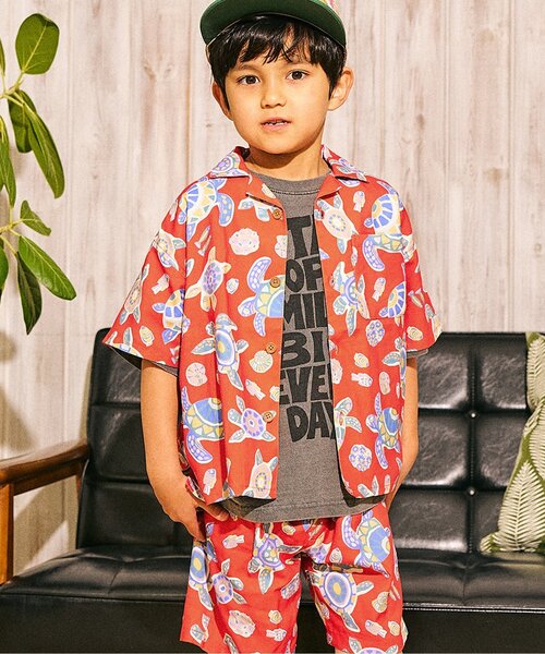 F.O.KIDS(エフオーキッズ)の「3柄アロハ半袖シャツ(シャツ/ブラウス・キッズ・オレンジ/オフホワイト/ブルー・140/130/120/110/100/90/80)」の3枚目の写真