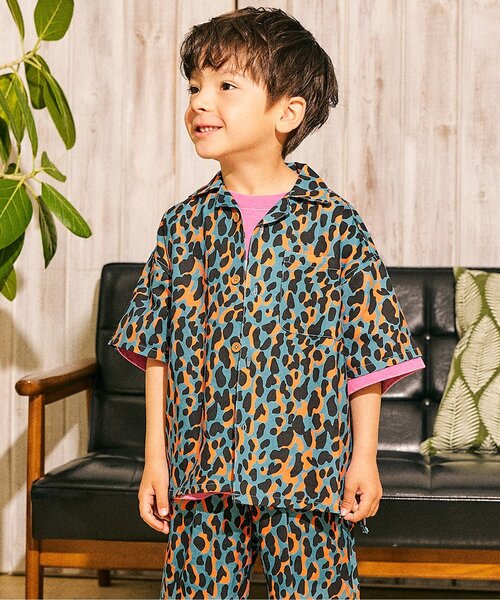 F.O.KIDS(エフオーキッズ)の「3柄アロハ半袖シャツ(シャツ/ブラウス・キッズ・オレンジ/オフホワイト/ブルー・140/130/120/110/100/90/80)」の1枚目の写真