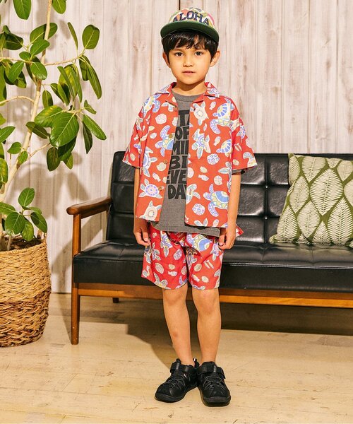 F.O.KIDS(エフオーキッズ)の「3柄アロハ半袖シャツ(シャツ/ブラウス・キッズ・オレンジ/オフホワイト/ブルー・140/130/120/110/100/90/80)」の6枚目の写真
