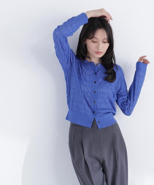 NATURAL BEAUTY BASIC（ナチュラルビューティーベーシック）の「シアーシャーリングカーディガン（カーディガン/ボレロ・レディース・ブラック/ブルー/イエロー・ﾌﾘ-）」の2枚目の写真