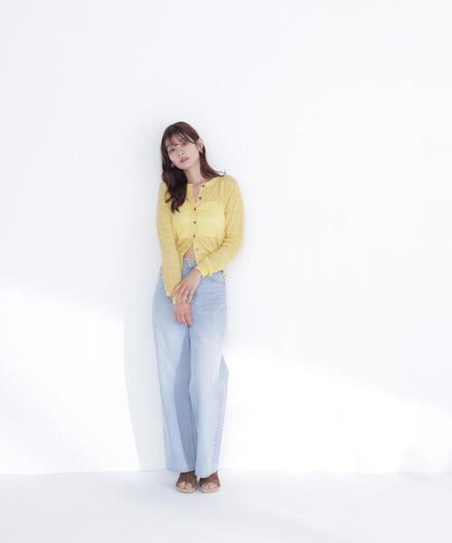 NATURAL BEAUTY BASIC（ナチュラルビューティーベーシック）の「シアーシャーリングカーディガン（カーディガン/ボレロ・レディース・ブラック/ブルー/イエロー・ﾌﾘ-）」の14枚目の写真
