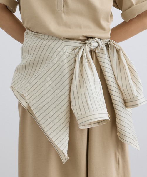 SALON adam et rope'（サロン アダム エ ロペ）の「ACAR クロップドストライプシャツ（シャツ/ブラウス・レディース・ブラウン/ベージュ・FREE）」の4枚目の写真