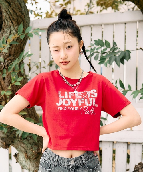 LOVETOXIC(ラブトキシック)の「【再入荷♪】【LTXC/マルチ機能/接触冷感・吸水速乾・UV・遮熱】バッククロスハートちび半T(Tシャツ/カットソー・キッズ・オフホワイト/レッド/ラベンダー・L:160cm/M:150cm/S:140cm/130cm)」の3枚目の写真