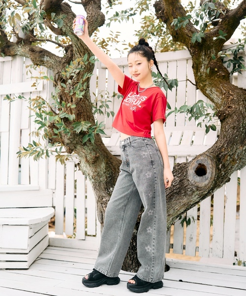 LOVETOXIC(ラブトキシック)の「【再入荷♪】【LTXC/マルチ機能/接触冷感・吸水速乾・UV・遮熱】バッククロスハートちび半T(Tシャツ/カットソー・キッズ・オフホワイト/レッド/ラベンダー・L:160cm/M:150cm/S:140cm/130cm)」の19枚目の写真