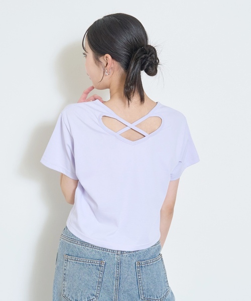 LOVETOXIC(ラブトキシック)の「【再入荷♪】【LTXC/マルチ機能/接触冷感・吸水速乾・UV・遮熱】バッククロスハートちび半T(Tシャツ/カットソー・キッズ・オフホワイト/レッド/ラベンダー・L:160cm/M:150cm/S:140cm/130cm)」の5枚目の写真