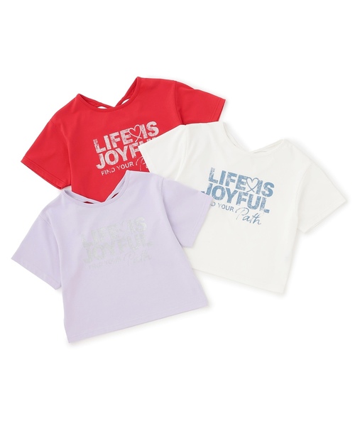 LOVETOXIC(ラブトキシック)の「【再入荷♪】【LTXC/マルチ機能/接触冷感・吸水速乾・UV・遮熱】バッククロスハートちび半T(Tシャツ/カットソー・キッズ・オフホワイト/レッド/ラベンダー・L:160cm/M:150cm/S:140cm/130cm)」の6枚目の写真