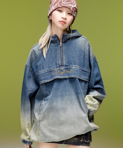 X-girl(エックスガール)の「DUSTY DENIM ANORAK DRESS(ワンピース・レディース・ブラック/インディゴブルー・S/M)」の11枚目の写真